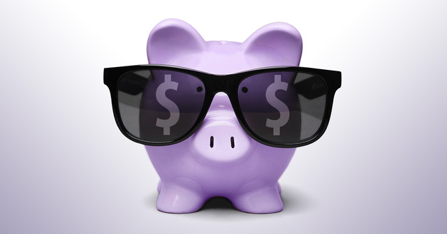 Piggy bank with glasses