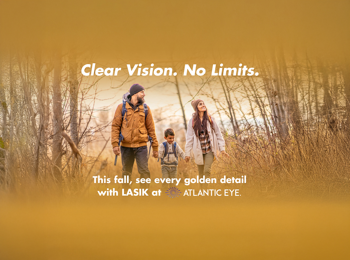 Photo of a family walking at the park during a call morning.